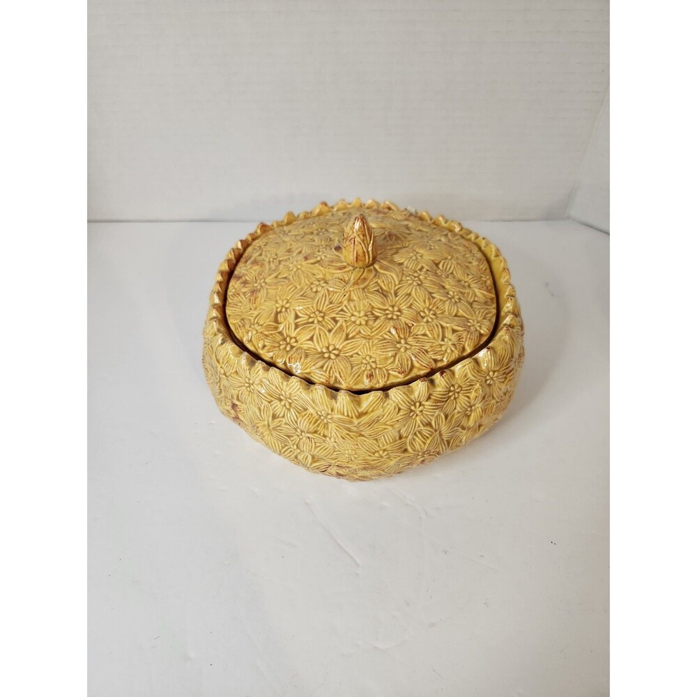 Vintage Ceramic Flower Dish With Lid